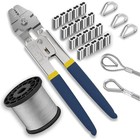Wire Rope Crimping Tool Kit Stainless Steel Cable  100pcs Aluminum 100ft
