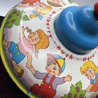 1950s Vintage Ohio Arts Metal Spin Top  here We Go  round The Mulberry Bush 