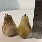Vintage Natural Stone Onyx Marble Lot Of 2 Pear Brass Stem Fruit 1   