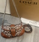 New Soho Bag 25 In Crystal Signature Jacquard Cbj65 Burnished Amber   Tan
