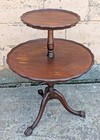 Antique Vintage Old Solid Mahogany Wood 2 Tier Pie Crust Dumbwaiter Table Stand
