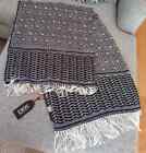 Dsw Throw Afghan Black   White Knit Blanket Aztec 60    X 50    With 4  Fringe Woven