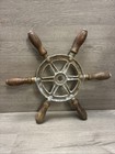 Antique Nautical Maritime Salvage Wood   Metal Boat Steering Wheel Helm 12 5   