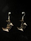 Spooky Black Moon Enamel Hypoallergenic Dangle Earrings  Hook Earring Pair
