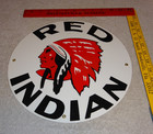 Vintage Red Indian Mccoll Frontenac 11 3 4  Porcelain Metal Canada  Gas Oil Sign