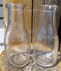 Pair Of Vintage Embossed 1 Pint Milk Bottles 
