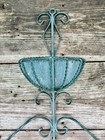 Wall Hanging Planter 3 Pocket Basket Wrought Iron Flower Scroll Garden Vintage