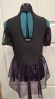 Black  Green  And Purple Mesh Rhinestoned Figure Skating Dress 