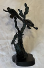 Spi Sea Turtles   Coral Bronze Sculpture San Francisco Gallery Art Black Base