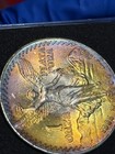1985 Mexico 1 Oz Silver Libertad Awesome  Blue Gold Argenta Album Toning     