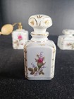 Vintage Japan Hand Painted Three Piece Porcelain Dresser Vanity Set Gold Trim