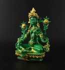 Coloreful Tibetan Green Tara Buddha Resin Statue