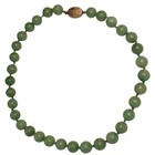 1970s Chinese Export Celadon Jade Knotted 9mm Bead 18    Silver Necklace