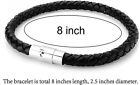 Men s Women s Braided Leather Bracelet Stainless Steel Magnetic Clasp Handmade