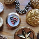 30   Vintage Antique Brass Colored Coat Button Collection Crafts Scrapbooking