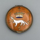 Antique Compact Powder Case French Cloisonn   Enamel France Crown Ermine Cross