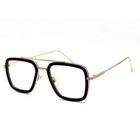 Square Glasses Men s Black Gold Frame Clear Lens Eyeglasses Retro Style Trendy
