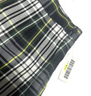 Parker  4037 Navy Green Plaid Uniform Skirt Box Pleats Side Zip Size 44 New