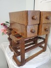 Antique Singer Treadle Sewing Machine Cabinet  4 Drawers 2 Racks  drawers 7 P3 