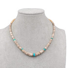 Native American Graduated Turquoise Shell Heishi Necklace Silver Hook 15 In