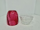 Vintage Fenton Glass 2 Pc Cranberry Glass Fairy Lamp Clear Base Stunning