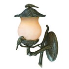 Vintage Black And Gold Bird Detail Lantern Wall Light