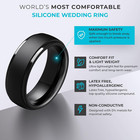 4 Silicone Wedding Ring Men Size 9 5-10 Step Edge Rubber Band 10mm Wide Black