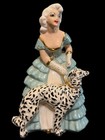 1940s Antique-style Ceramic Lady W Dalmatian Dog Figurine Victorian Style