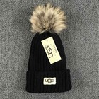 Ugg Black Chunky Pom Knit Rib Beanie Cap Cuffed Women Girls Thick Warm Free Ship