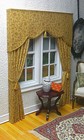 Gold Floral  old World  Dollhouse Curtains -1 12 Scale  Double