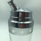 Vintage Stars Cocktail Shaker Martini Mixer Etched Glass Bar Barware Mcm
