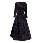 Women Half Sleeve Velvet Stretchy Long Dress V-neck Prom Gown Bridesmaid Wedding