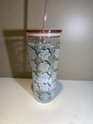 Starbucks Greenwhite Flower Double Wall 20 Ozglass Cold Cup Tumbler Lid 2017 New