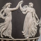 Wedgwood Jasperware Black   White Urn Engine Turning Dancing Hours W  Acorn Lid