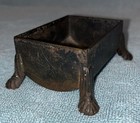 Vintage Antique Rectangular Cast Iron Trinket Box No Lid Patina Four Animal Feet