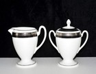Waterford Colleen   Sugar Bowl   Creamer   White  Black  Platinum  Mint Condtn