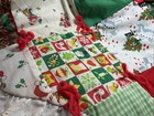 Vintage Patchwork  Christmas Tree Skirt 44  Across Handmade Red Green White Lace