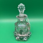 Vintage Antique 1870  Beaded Medallion Clear Glass Perfume Bottle With Stopper