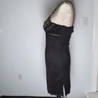 Vintage 90s Y2k B  Sharp Beaded Spaghetti Strap Faux Suede Mini Dress Size Small