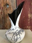 Vintage Haeger Pottery Vase Bone Lava Black   White -small Chip
