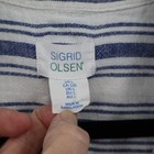 Sigrid Olsen Striped Linen Shirt Womens L Blue Coastal Nautical Fisherman Resort