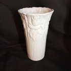 Vintage White Porcelain Vase W Embossed Roses W Stems 8 Inch Tall Unsigned Euc 