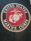 Vintage United States Marine Corps Knit Fringe Throw Blanket Usmc Eagle Anchor