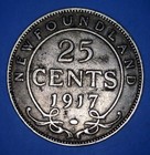 1917-c Newfoundland Silver 25 Cents - Better Grade Example -  92540839     