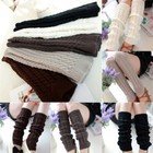 Women Lady Leg Warmers Winter Warm Long Boot Socks Cable Knit Knee High Leggings