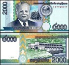 Laos 2000 Kip  2011  P-41  Unc X 100 Pcs Bundle Pack