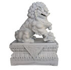 Pair Of 9  White Feng Shui Chinese Civilian Fu Dog  Foo Dogs Door Guardian Templ