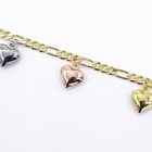 18k Layered Real Gold Filled Anklet Bracelet Three Tones With Hearts Charms 10 