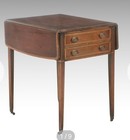 Antique Mahogany Pembroke Inlayed Drop Leaf Side Table With Drawer 19th Century