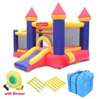 Inflatable Bounce House Castle With Blower   Slide For 3-10 Yrs Children Bouncer